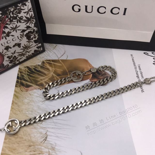 GUCCi飾品 古馳925泰銀復古個性簡約雙G男女手鏈 Gucci情侶款手鏈  zgbq1038